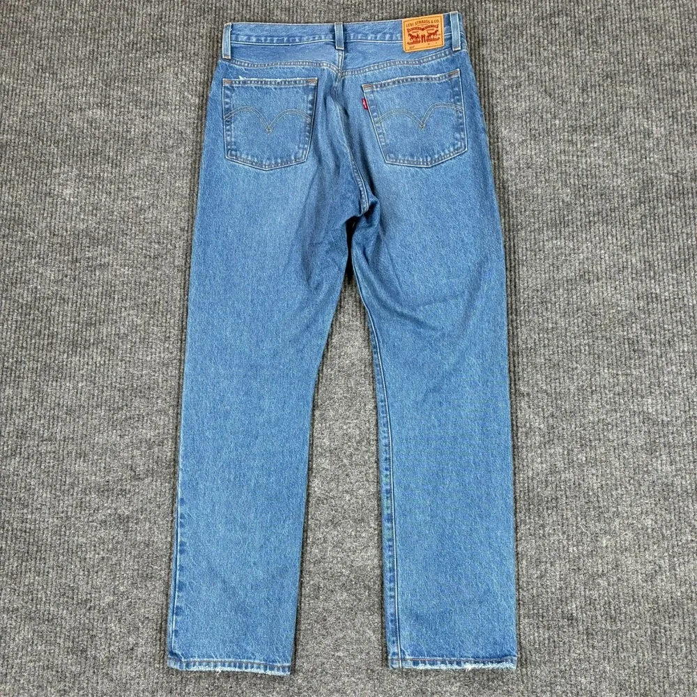 Levis 501 Mens Straight Leg Jeans Size 30x30 Blue Denim Distressed Mid Rise